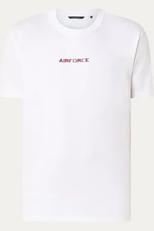 Airforce Round Hazy T-shirt van biologisch katoen met logo- en backprint