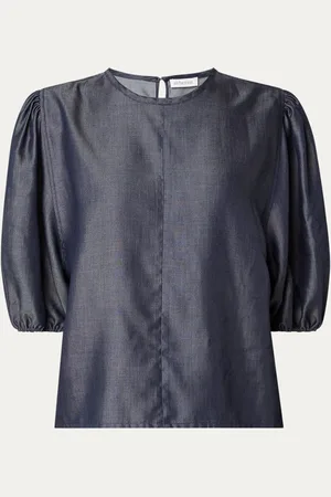 Alchemist Violet top van chambray met pofmouw