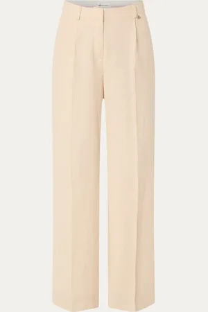 Fabienne Chapot Nura high waist wide fit pantalon in linnenblend met steekzakken