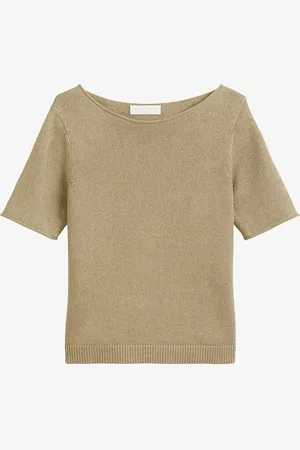Marc O’ Polo Fijngebreide pullover in biologisch katoenblend met boothals