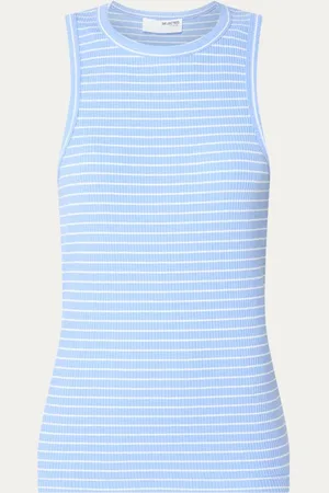 SELECTED Anna ribgebreide tanktop van biologisch katoen met streepprint