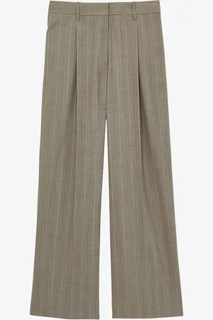 Reiss Tallulah mid waist wide fit pantalon van wol met gemêleerd dessin