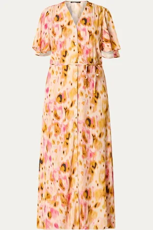 Expresso Maxi blousejurk met print en strikceintuur