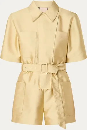 Josh V Maxime straight fit playsuit met metallic finish en ceintuur