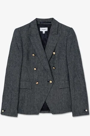 Reiss Baker double-breasted blazer van linnen met klepzakken