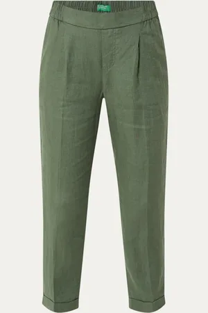 Benetton High waist tapered fit cropped pantalon van linnen