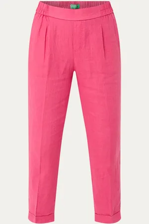 Benetton High waist tapered fit cropped pantalon van linnen