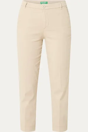 Benetton Mid waist slim fit cropped chino met steekzakken