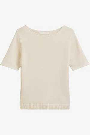 Marc O’ Polo Fijngebreide pullover in biologisch katoenblend met boothals