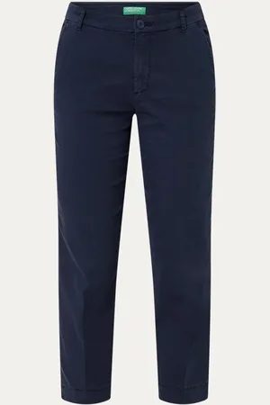 Benetton Mid waist slim fit cropped chino met steekzakken