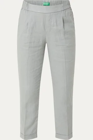 Benetton High waist tapered fit cropped pantalon van linnen