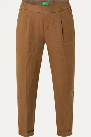 Benetton High waist tapered fit cropped pantalon van linnen