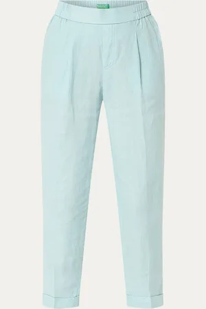 Benetton High waist tapered fit cropped pantalon van linnen