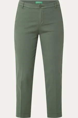 Benetton Mid waist slim fit cropped chino met steekzakken