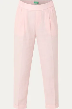 Benetton High waist tapered fit cropped pantalon van linnen