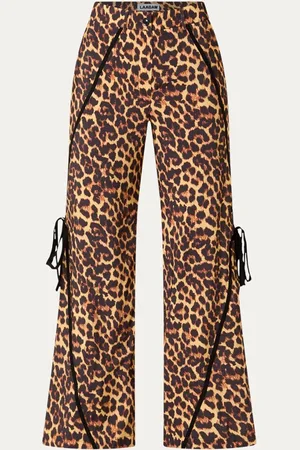 Laagam Vicky high waist wide fit pantalon met panterprint