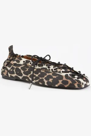 Ganni Ballerina van denim met panterprint