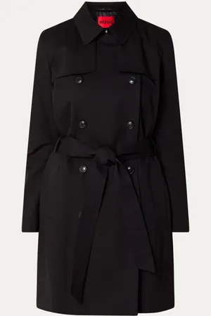 HUGO BOSS Makaras double-breasted trenchcoat met steekzakken en ceintuur