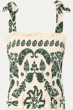 Sandro Tanktop met smockwerk en print
