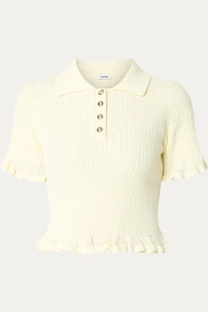 Sandro Semi-transparante ribgebreide top met ruches