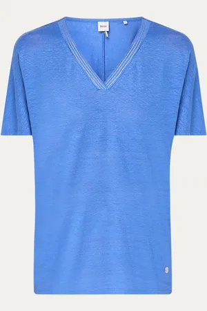 Brax Caelen T-shirt van linnen met V-hals
