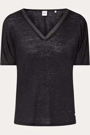 Brax Caelen T-shirt van linnen met V-hals