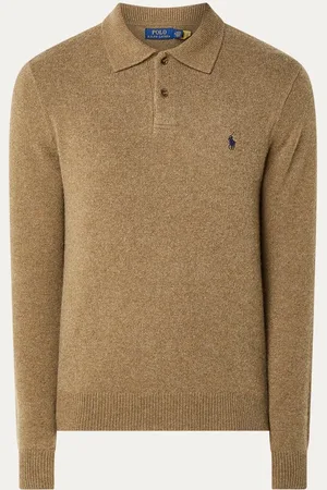 Ralph Lauren Fijngebreide regular fit polo in wolblend met logo
