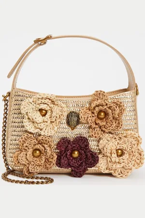 Kurt Geiger Bond mini handtas met metallic finish en details van raffia