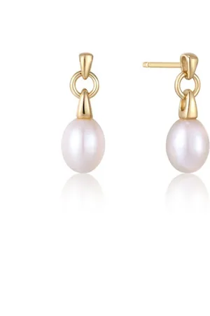 ANIA HAIE Pearl Drop Stud oorstekers verguld