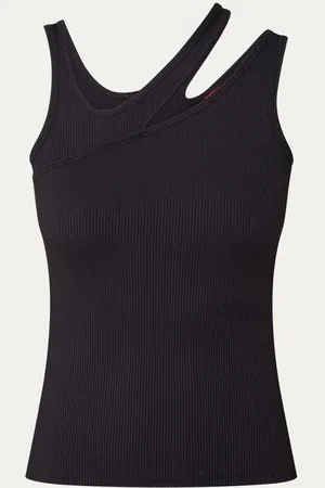 HUGO BOSS Datrus ribgebreide tanktop met asymmetrische hals