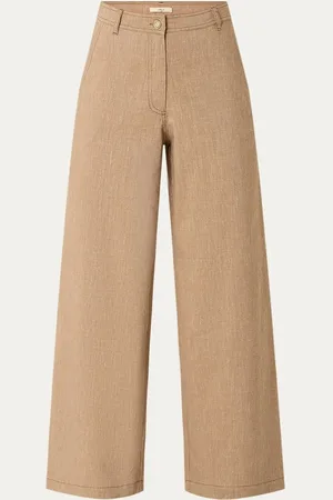 Sessun Dasum high waist wide fit pantalon in linnenblend met gemêleerd dessin
