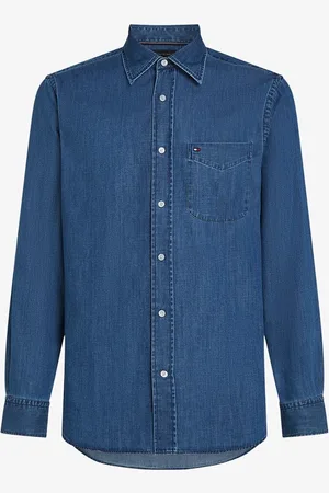 Tommy Hilfiger Regular fit overhemd van denim met borstzak