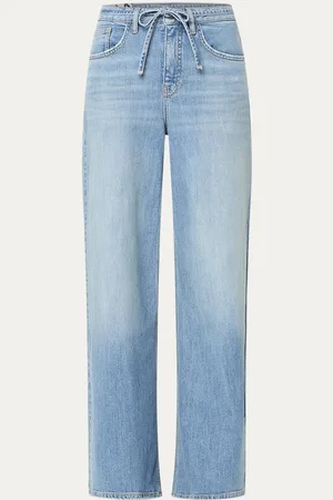 Opus Miva high waist wide leg jeans met lichte wassing