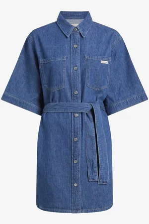 Calvin Klein Mini denim jurk met strikceintuur