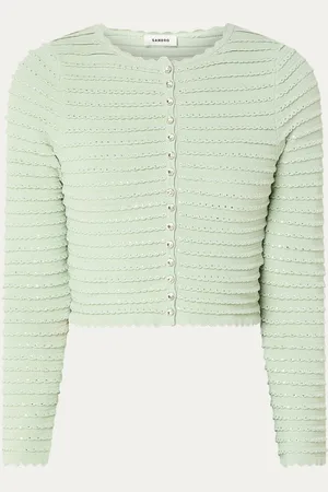 Sandro Fijngebreid cropped vest met strass
