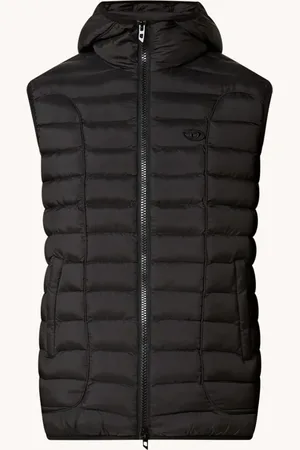 Diesel W-Temple gewatteerde bodywarmer met capuchon en logo