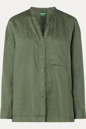Benetton Blouse van linnen met borstzak
