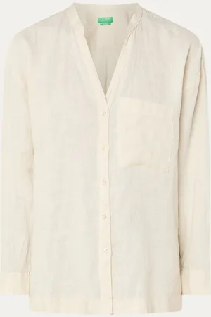Benetton Blouse van linnen met borstzak