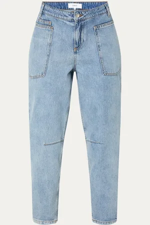 Bash Avalon mid waist tapered cropped jeans met medium wassing