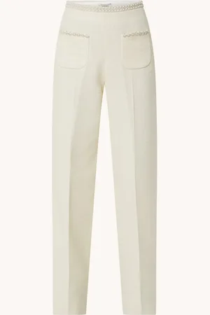 Sandro High waist straight fit pantalon met tweed-look en imitatieparels