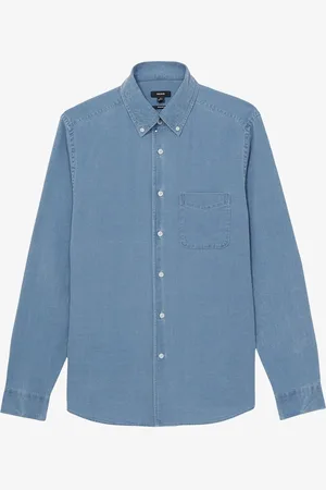 Reiss Kittle regular fit overhemd van denim met borstzak