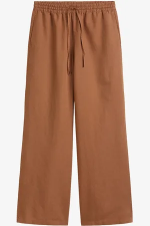 Marc O’ Polo Mid waist wide fit broek in linnenblend