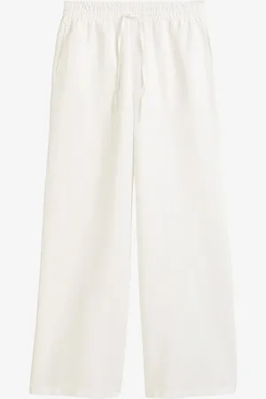 Marc O’ Polo Mid waist wide fit broek in linnenblend