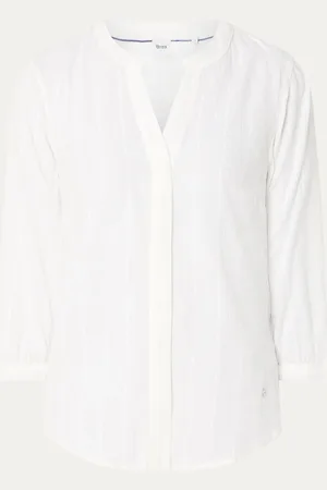 Brax Velia blouse met lurex en V-hals
