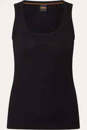 HUGO BOSS Ribgebreide tanktop met logoborduring