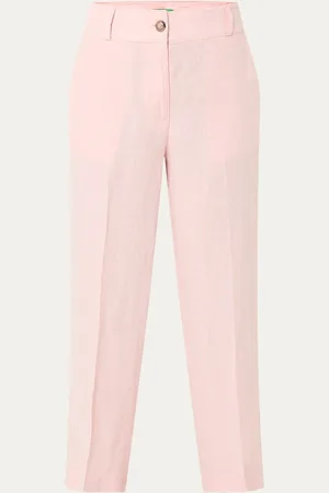 Benetton High waist straight fit croppped pantalon van linnen