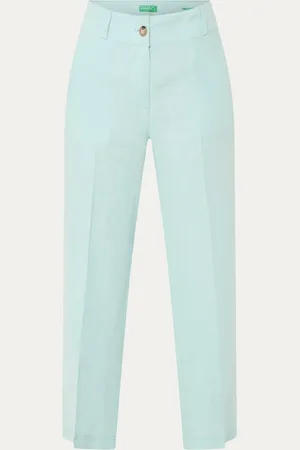 Benetton High waist straight fit croppped pantalon van linnen