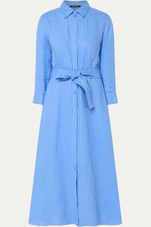 pennyblack Midi blousejurk van linnen met streepprint en strikceintuur
