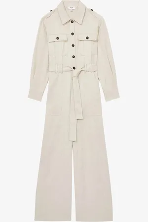 Reiss Anais wide fit jumpsuit in linnenblend