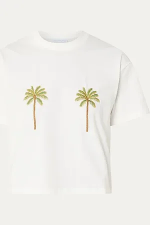 Never Fully Dressed Palm cropped T-shirt met borduring